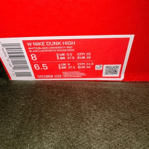 Nike Dunk High White and University Red - Picture 4 of 6